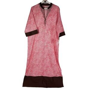 Vintage I. Magnin Cotton Kaftan size Large Coral NEW Maldives Summer Tropical Wa